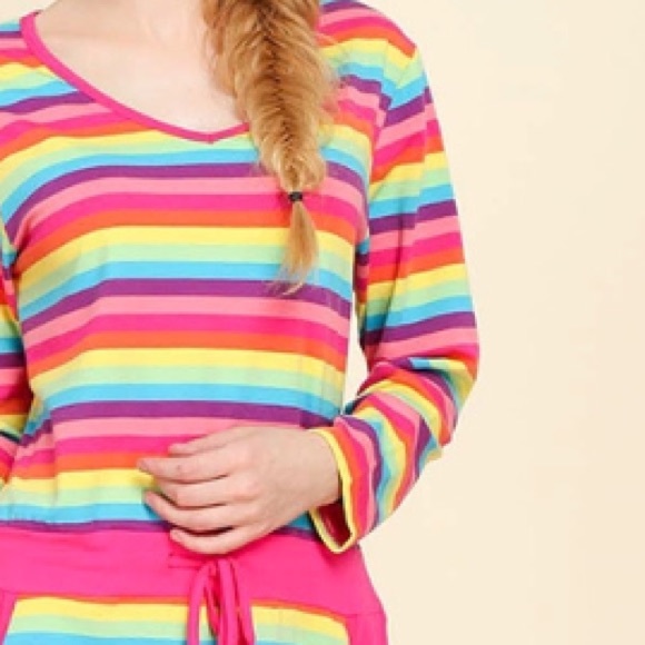 🌈Adorable Rainbow Stripe Tunic XXL NWT🌈 - Picture 2 of 4